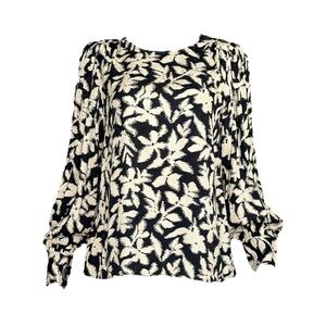 SÉZANE Linon Blouse, Black & White, FR38
